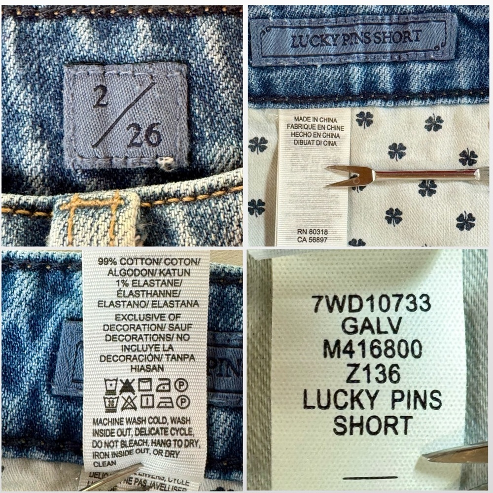 NWOT LUCKY BRAND “Lucky Pins” Denim Pom-Pom High-Rise Shorts (2/26) - Picture 7 of 17